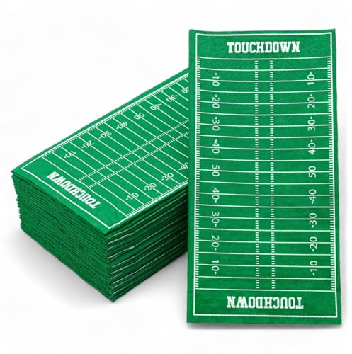 40YARDS American Football Servietten | 24 Stück | Spielfeld Design | Papier Servietten im Football Spielfeld Design | 33 x 33 cm | American Football Deko für Party & Geburtstag | Made in EU