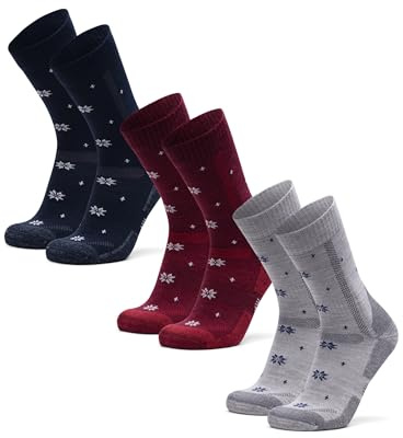 DANISH ENDURANCE Vandringsstrumpor, Luftiga Merinoull strumpor mot blåsor, för Män & kvinnor, Unisex, 3-Pack, MC (1xCozy Navy, 1xCozy Red, 1xCozy Light Grey) - 3 Pack, 35-38