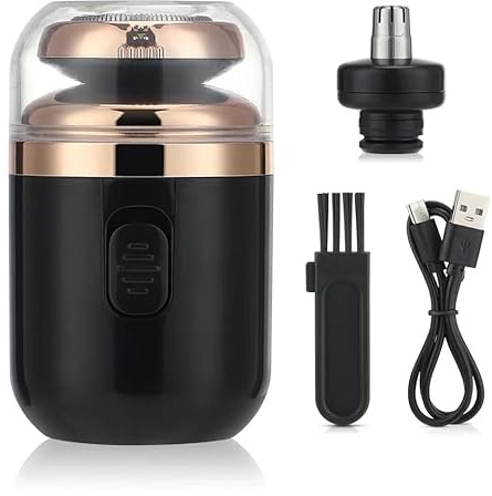 Mini Rasierer Herren,Tragbarer Elektrischer Mini-Rasierer,Capsule Razor,Intimrasierer Mann,2 in 1 Rasierer Herren Elektrisch mit Nasenhaartrimmer,Kapselrasierer,Nass-und Trockenrasierer (Schwarz)