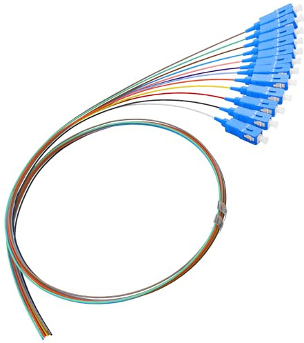 YACSEJAO 12 madejas SC/UPC Fibra de Vidrio Pigtail 1,2M/3,9FT 12 hilos 12 colores Single Mode Fibra de Vidrio Patchcord SM 9/125 Cable de fibra óptica