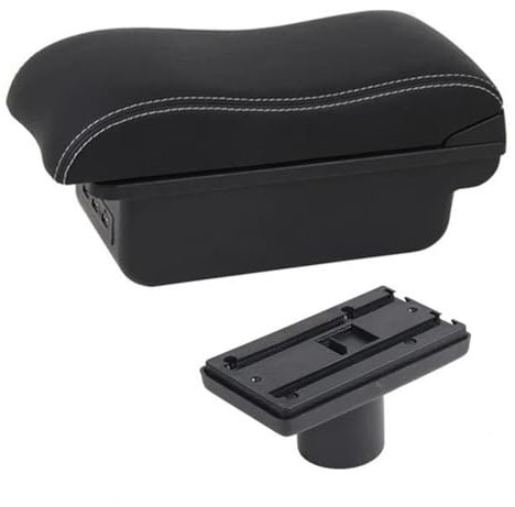 MObyat Caja Almacenamiento Coche Compartimento De Reposabrazos para Coche, Decoración De Estilo De Contenido De Tienda Central con Portavasos USB, para Ibiza 6j 6L(C White Line 2)