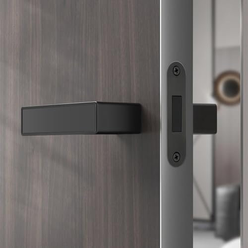 Serratura magnetica silenziosa minimalista, serratura per porta della camera da letto, serratura integrata per interni, in lega di zinco, 158 x 32 x 52 mm, serratura silenziosa (grigio)