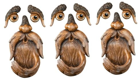 SUPVOX 3 Ensembles mangeoire à Oiseaux Face à l'arbre Statue Vieil Homme Visage d'arbre tiki décoration extérieure Jardin décoration Jardin extérieur Sculptures de décor extérieur