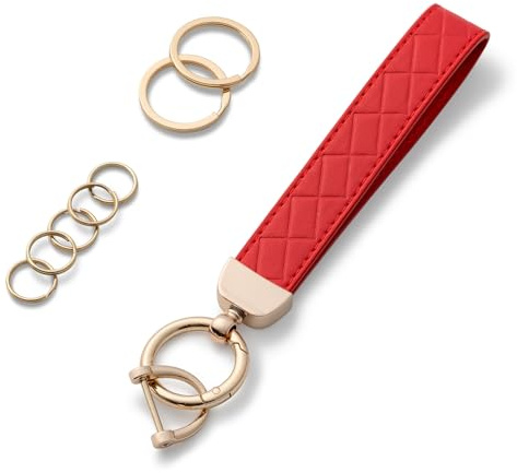 AOKSUNOVA Schlüsselanhänger Auto Leder Schlüsselband Damen | PU-Material, ca. 9 cm Länge, Autoschlüsselanhänger mit Schlüsselring für Schlüssel und Taschen, kompakte Form mit D-Ring