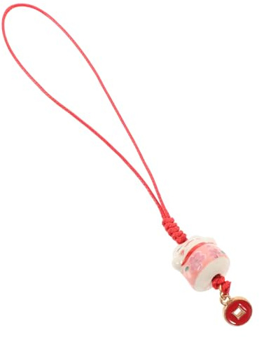 GOOHOCHY Kawaii Keramik Schlüsselanhänger Winke Katze Niedlicher Schlüsselring Handgemachte Ornament Für Taschen Und Deko Für Katzenliebhaber Und