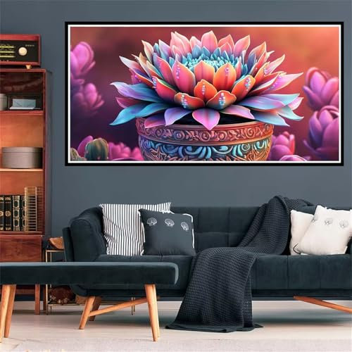 5D Diamond Painting Sukkulenten Diamant Painting Bilder Blume Diamond Painting Erwachsene Bastelset, DIY Diamant Kunst Malerei Stickerei Kreuzstich Bilder Paintings Set, Deko Wohnzimmer 30x60cm Z-2522