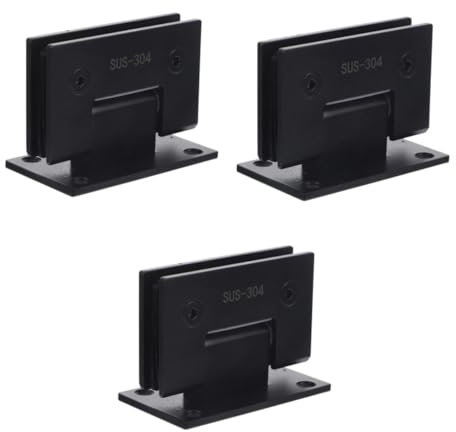 Housoutil 3 Stk Badezimmer-Clipscharnier über Entfernung Bolzen Stift Tor Rohr bad glasablage gläserhalter glasaufsteller klemmbausteine Badewanne Glastür Klemme tür zubehör Kieselgel Black