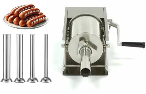 Poussoir à Saucisses Manuel Horizontal 3L – Acier Inox – 2 Vitesses – Remplissage Précis – Idéal pour Charcutiers et Particuliers
