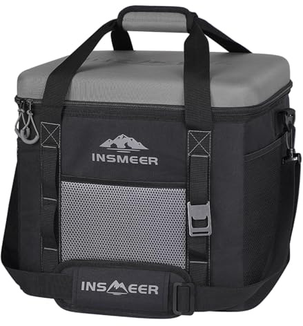INSMEER Grand sac isotherme pliable 40 l - Avec toit en EVA rigide - Étanche - Grand sac isotherme - Pour camping, pique-nique, plage