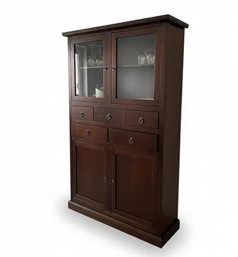 Mar.c.a. Design - Mueble despensa Arte Povera de madera 120x41x187 cm - Aparador despensa para cocina con 5 cajones y 4 puertas - Made in Italy