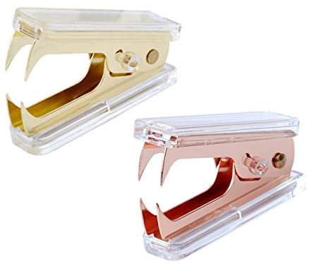 Veemoon 2pcs Staple Remover Tool Book Stapling Tool Portable Office Stapler Simple Stapler Heavy Duty Random Color