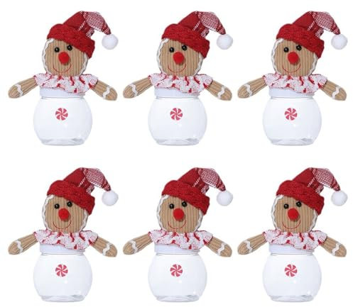 HOOLRZI Lot de 6 boîtes à bonbons de Noël en forme de bonhomme en pain d'épice pour cadeau de vacances