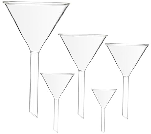 Cabilock 5piezas Embudo De Vidrio Transparente Embudo Triangular Para De Botellas Material De Laboratorio Para Experimentos