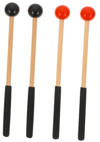 Milisten 2 Pares de Mazos de Percusión para Instrumento Musical Marimba Superficie Lisa y Material de Madera y Goma, Accesorios Ideales para Músicos y Escenarios