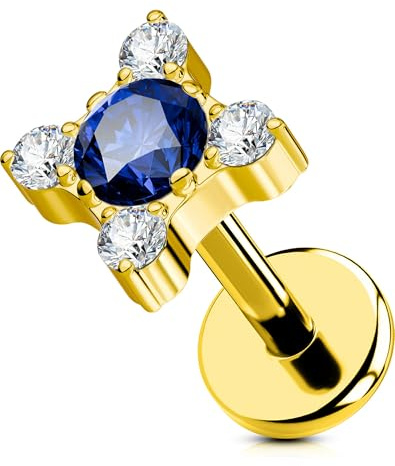OUFER G23 Titan Nasenstecker 18G Helix Piercing Ohrstecker Schmuck Stern Labret Lippenpiercing 6mm Conch Tragus Piercing Stecker Flacher Rücken Knorpel Ohrpiercing Nasenpiercing für Frauen