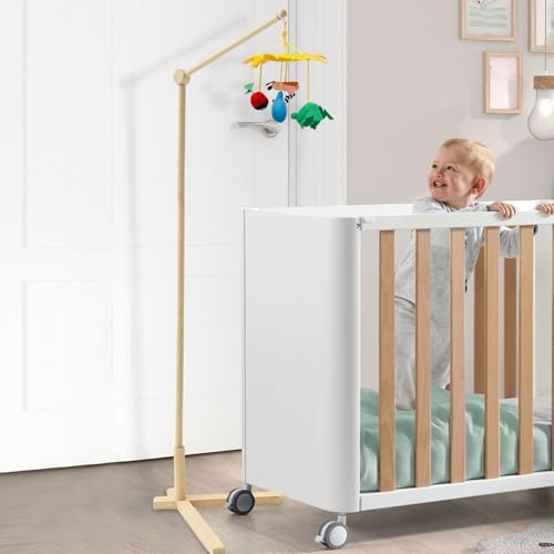 harupink Baby Mobile - Supporto per fasciatoio per lettino da bambino, regolabile, 153,5 cm, in legno per lettino, accessori per il telaio, per il carillon a vento (stile 1)