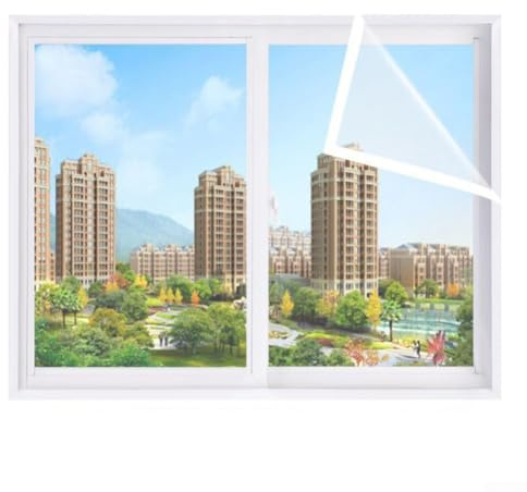 babominimer Film isolant de fenêtre en polyéthylène transparent - 120 x 160 cm - Coupe-vent - Épais - Résistant aux déchirures - Imperméable - Pour temps froid - Réutilisable - 120 x 140 cm