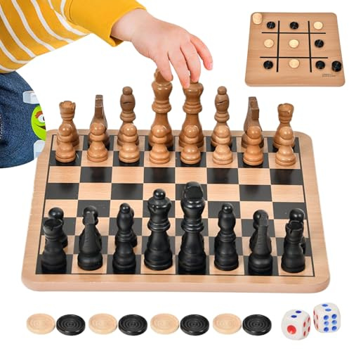 Tragbares Schachspiel - Schach Und Dame Spiel | Unterhaltsames Spielgesellschaftsspiel Doppelseitiges Holzbrett Für Familienspaß Draußen Zuhause Reisen - Unterhaltsames Familienspiel Für Draußen Und R
