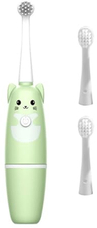 Brosse à dents électrique pour enfants de 3 à 16 ans, brosse dents souple piles avec têtes de rechange, vert