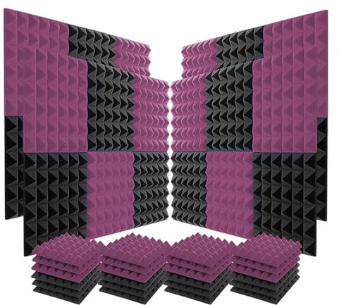 Panneaux insonorisants, Panneaux acoustiques en mousse for studio 30,5 x, cm, insonorisants, absorbant le bruit, autocollants muraux et de plafond(Black Purple)