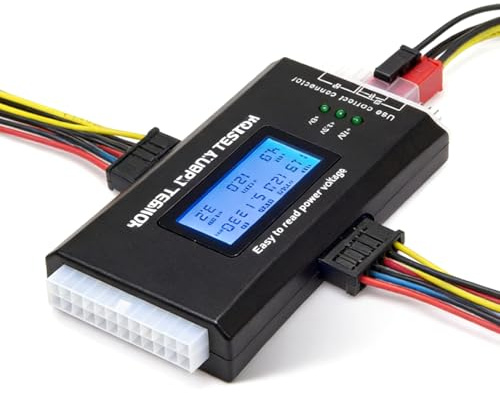 VOBOR ATX Netzteil Tester mit Digitaler LCD-Bildschirm, Summer Alarm, 4/6/8 Pin 20/24, Power Supply Tester für ATX/ITX/IDE/HDD/SATA/BYI-Anschlüsse