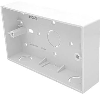 Evoges Pattress Box White 32mm Deep – PVC Surface Back Box with Knockouts, Rounded Corners – Electrical Mounting Box for Light Switches & Plug Sockets (2 Gang)