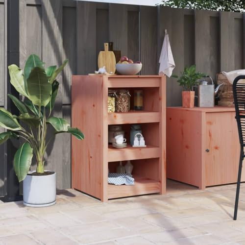 YunCangg MEPPEL Outdoor Kitchen Cabinet 55 x 55 x 92 cm, Solid Douglas Fir Wood, Untreated, Weatherproof, Modular, Ideal for Garden and Patio, Lots of Storage Space, Easy Assembly
