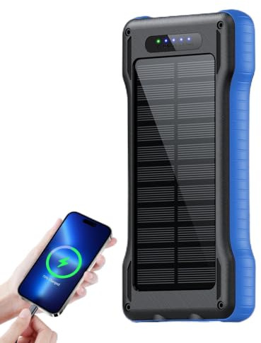 Power Bank Solare 10000mAh Power Bank Impermeabile Esterno | Batteria Portatile Per Uomo Campeggiatori Escursionisti Viaggiatori Campeggio Trekking Zaino Viaggio Spiaggia