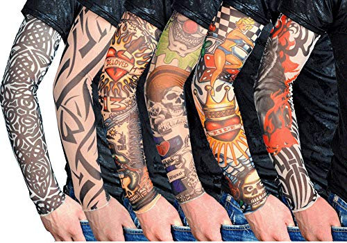 HugeStore 6 Stück Temporäre Gefälschte-Slip Tattoo Sleeves Arm Strümpfe Strümpfe Tätowierung Anziehen Kostüme Set A