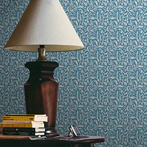 feine florale TapeteVictorian Delight mit victorianischem Blatt Muster hellblau angepasst an Farrow and Ball Wandfarben- Vlies GMM Blumentapeten Wand Dekoration (H 2,6m B 46,5cm)