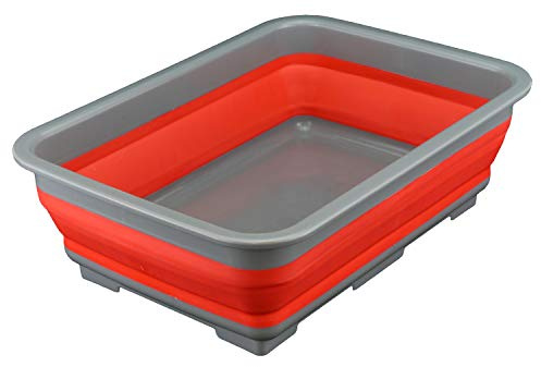 Roden Collapsible Washing up Bowl, Portable 10L Water Storage Basin and Space Saving Plastic Washtub with Easy Pop Out Plastic Design Ideal for Cleaning & Camping(red).