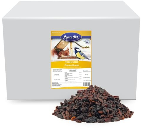 Lyra Pet® 10 kg Premium Rosinen Futterrosinen Wildvögel Vogelfutter | Ganzjähriges, ballaststoffreiches Wildvogelfutter - Natürliche Energie durch hohen Fettanteil - Ideal für größere Vögel
