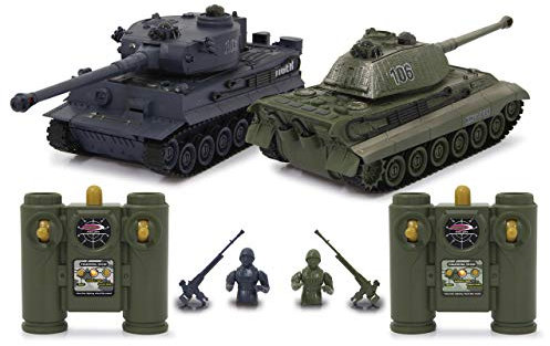 JAMARA Panzer Tiger Battle Set 2,4 GHz - Battlemodus mit simulierter Schadensanzeige (Antriebsausfall, Kampf- und Fahrunfähig), extrem wendig, Geschützfeuer, Maschinengewehrfeuer