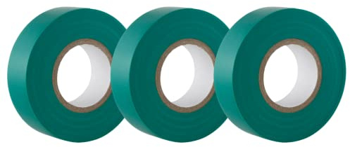 GTSE Isolierband Grün 19 mm x 20 m 3 Rollen | Strapazierfähig, selbstklebend, PVC, zum Schutz und Reparieren von Kabeln