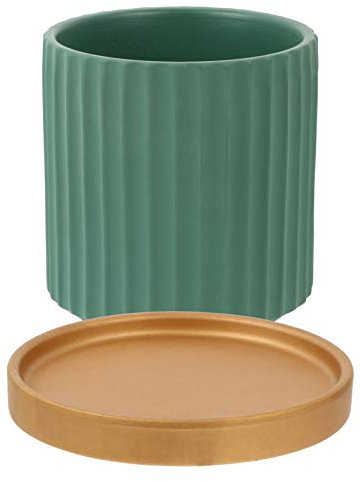 YARNOW Zylindrischer Sukkulenten-pflanztopf Mit Untersetzer Gartenblumentopf Aus Keramik Schreibtisch-pflanzgefäß Für Sukkulenten Und Zimmerpflanzen Grün