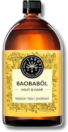 LASOYI Baobaböl (100 ml) unraffiniert, kaltgepresst, Wildsammlung, in der Glasflasche & fair gehandeltes Baobab Öl Körperöl