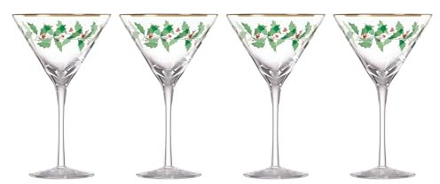 Lenox Holiday Decal 4-Piece Martini Glass Set, 2.20, Red & Green
