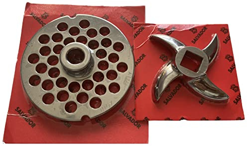 Meat Mincer Blade Plate Disc Grinder Spare Knife Curved All Sizes S/S Salvador 8 12 22 32 3mm 4.5mm 6mm (Blade & Plate 32-10mm)