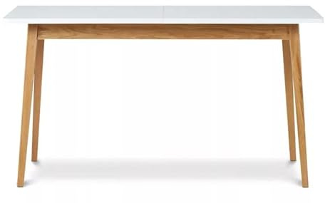 Konsimo Esstisch Ausziehbar Küchentisch - Esszimmertisch im Skandinavisch Stil - Tischbeine aus Massivholz - Esstisch für Küche Esszimmer und Wohnzimmer - 75x160-200x90cm - Weiß - Frisk Kollektion