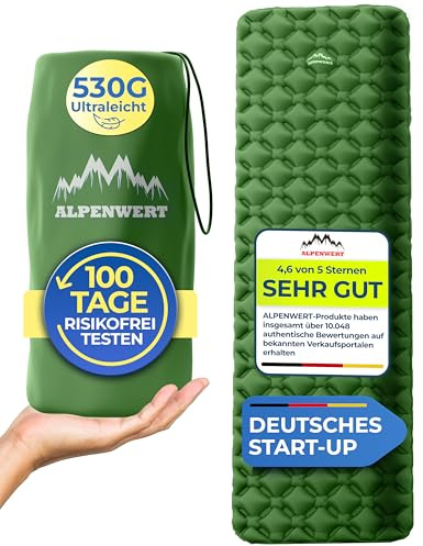ALPENWERT® Matelas Isolant d'Extérieur - Petit Format Une Fois Plié et Ultra Léger - Parfait pour le Camping et la Randonnée - Matelas de Couchage Gonflable