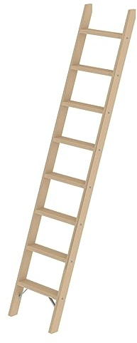 PROREGAL Stufen-Anlegeleiter Holz ohne Traverse | 8 Stufen | Leiter, Teleskopleiter, Trittleiter, Bockleiter, Sprossen-Doppelleiter
