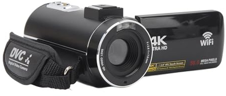 Caméscope Vidéo 4K, Caméra Vidéo de Vision Nocturne IR WiFi 56 MP, Zoom Numérique 18X, écran Tactile IPS de 3,0 Pouces, Prise en de la Webcam, HDMI, Microphone Externe,