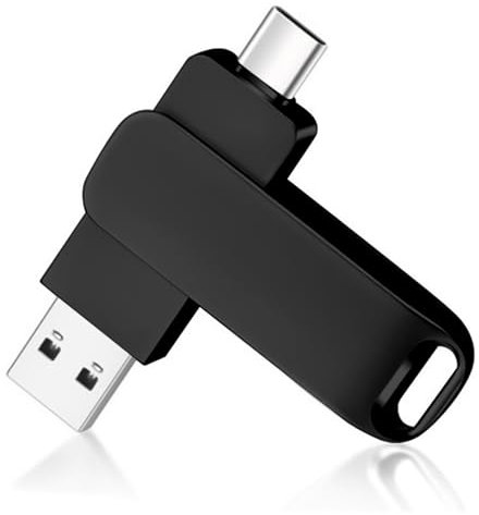 Clé USB Ultra Flair 128 Go - Corps Métallique Exquis et Durable - Compatible PC/Ordinateur Portable/Tablette/Téléphone Portable Avec USB-C (Noir)