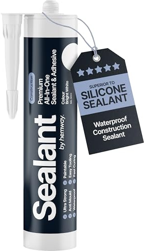 Hemway Bright White Construction Sealant & Adhesive 300ml - 1 Pack | All-In-One Hybrid Polymer, Superior to Silicone Sealant, Waterproof, Odourless, Anti-Mould, Paintable, for Indoor & Outdoor
