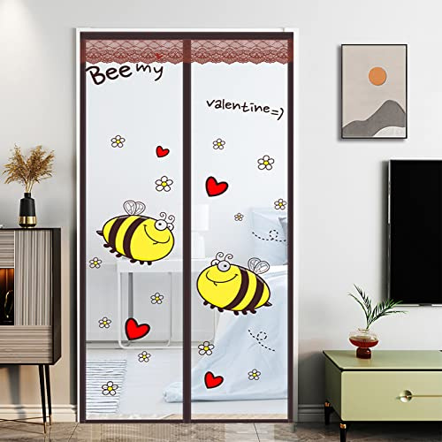 SLDAGe Fliegengittertür Balkontür mit Cartoon gedrucktem Muster, Fliegengitter Terrassentür Ohne Bohren, Magnet Insektenschutztür,Fliegengittervorhang für Garage/Balkon/Terrasse,C,100x200cm(W x H)