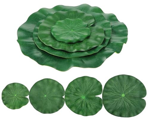 DHJWDUX 8 Feuilles de Lotus artificielles flottantes en Mousse pour Maison Fleur De Lotus Étang Fontaine Jardin Piscine Étang À Poissons pour Décoration étang de Jardin