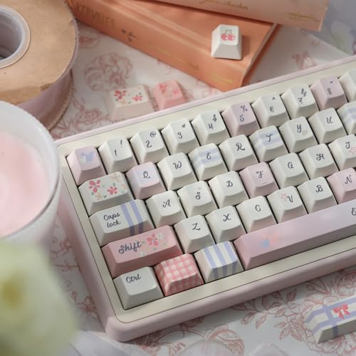 Custom PBT Dye Sub Keycaps Cherry Profile Cute Pink Keycaps Set Fit for 60% 65% 75% 95% Cherry Mx Switches Mechanical Keyboard