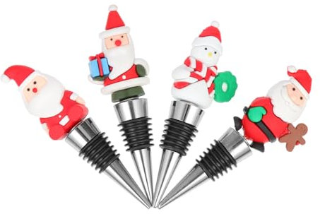CIYODO Convenient Wine Stopper for Christmas 4 Pack Portable Wine Bottle Stopper Easy to Use Party Accessories