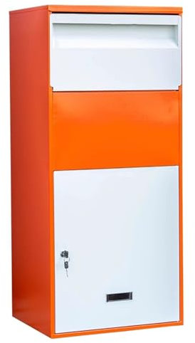 SCBTGKLN Buzon Exterior, Buzones de Exterior, Buzones Comunidad, Buzon Paquetes Exterior, Entrega de Paquetes Grandes, Buzón de Entrega de Acero for Paquetes Postales(Orange,Large)