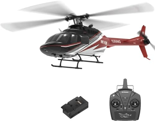 NULA YUXIANG F08 Bell 206 RC Hubschrauber für Erwachsene, 1/27 2,4 G 6H 6 G/3D Bürstenloser Flybarless RTF Ferngesteuerter Militär Helikopter mit Optischer Flusspositionierung – 1 Akku